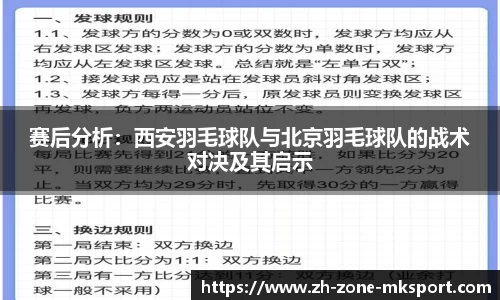 赛后分析:西安羽毛球队与北京羽毛球队的战术对决及其启示